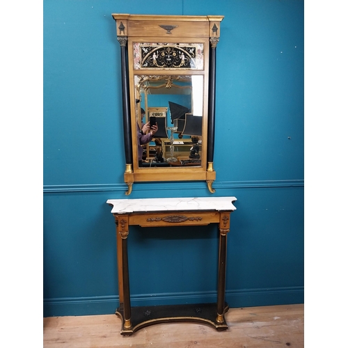 201 - Good quality gilt and marble console table and mirror in the Empire style. Table {91 cm H x 91 cm W ... 