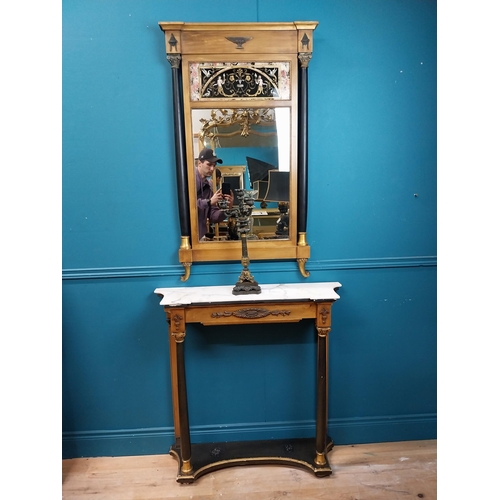 201 - Good quality gilt and marble console table and mirror in the Empire style. Table {91 cm H x 91 cm W ... 