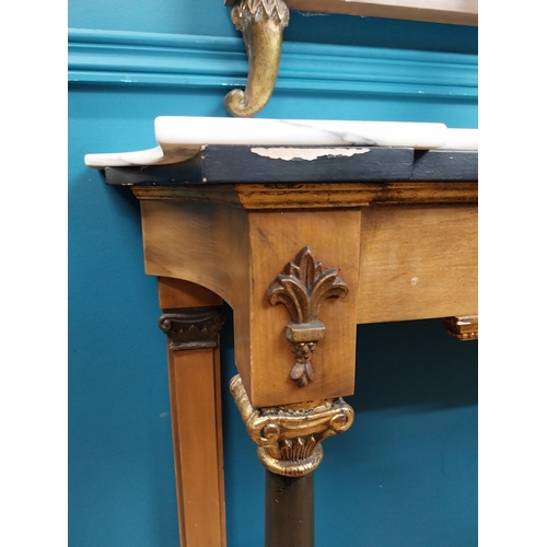 201 - Good quality gilt and marble console table and mirror in the Empire style. Table {91 cm H x 91 cm W ... 