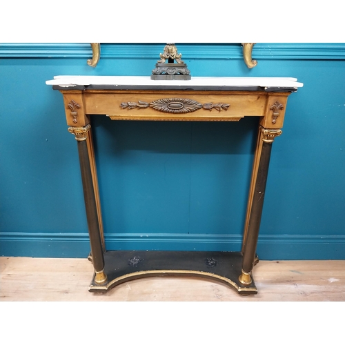 201 - Good quality gilt and marble console table and mirror in the Empire style. Table {91 cm H x 91 cm W ... 