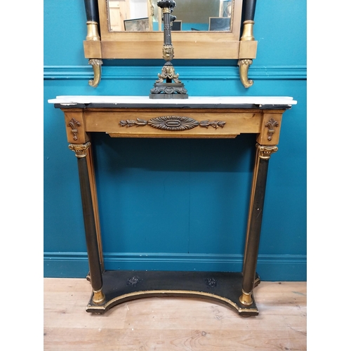 201 - Good quality gilt and marble console table and mirror in the Empire style. Table {91 cm H x 91 cm W ... 