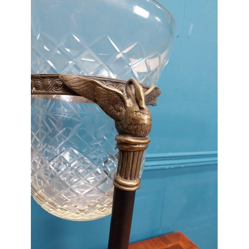 203 - Good quality cut glass urn on bronze stand in the Empire style. {42 cm H x 25 cm Dia.}.