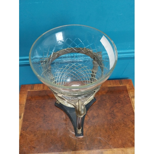 203 - Good quality cut glass urn on bronze stand in the Empire style. {42 cm H x 25 cm Dia.}.