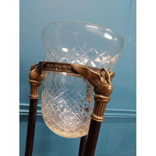 203 - Good quality cut glass urn on bronze stand in the Empire style. {42 cm H x 25 cm Dia.}.