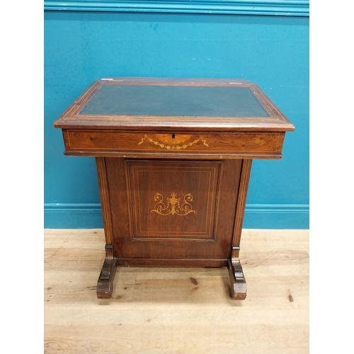 206 - 19th C. rosewood and satinwood inlaid davenport with fitted interior. {76 cm H x 56 cm W x 53 cm D}.