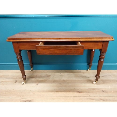 207 - 19th C. mahogany console table with single drawer in frieze. {74 cm H x 124 cm W x 49 cm D}.