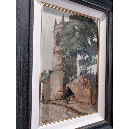 209 - Cecil Maguire The Clock Tower Irvinestown oil on board. {59 cm H x 35 cm W}.