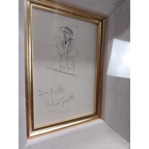 21 - Jack B Yeats framed pencil drawing from the Yeats Family Collection. {11 cm H x 8 cm W}.