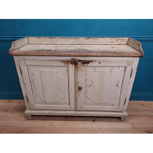 210 - 19th C. Swedish painted pine two door side cabinet. {101 cm H x 130 cm W x 45 cm D}