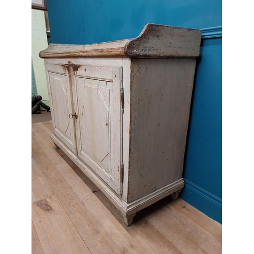 210 - 19th C. Swedish painted pine two door side cabinet. {101 cm H x 130 cm W x 45 cm D}