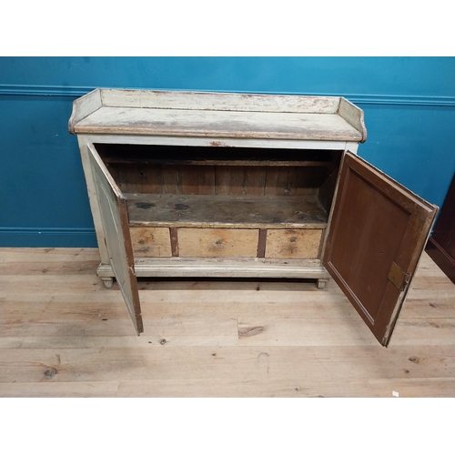 210 - 19th C. Swedish painted pine two door side cabinet. {101 cm H x 130 cm W x 45 cm D}