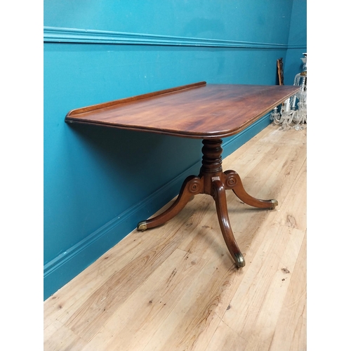 227 - 19th C. mahogany side table on four outswept feet. {74 cm H x 121 cm W x 64 cm C}.