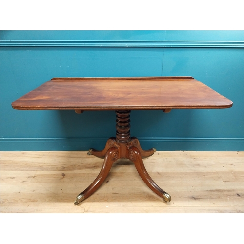 227 - 19th C. mahogany side table on four outswept feet. {74 cm H x 121 cm W x 64 cm C}.