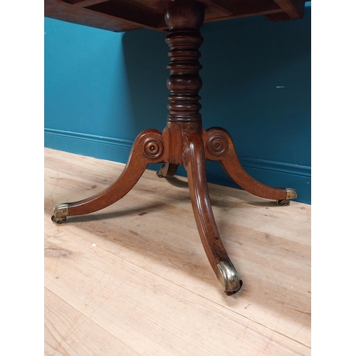 227 - 19th C. mahogany side table on four outswept feet. {74 cm H x 121 cm W x 64 cm C}.