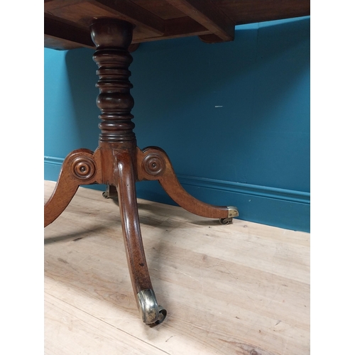 227 - 19th C. mahogany side table on four outswept feet. {74 cm H x 121 cm W x 64 cm C}.