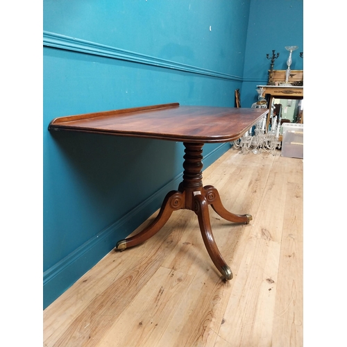 227 - 19th C. mahogany side table on four outswept feet. {74 cm H x 121 cm W x 64 cm C}.