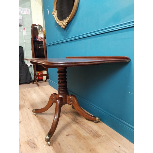 227 - 19th C. mahogany side table on four outswept feet. {74 cm H x 121 cm W x 64 cm C}.