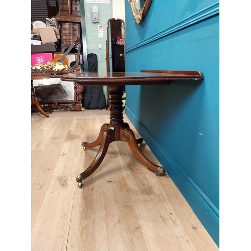 227 - 19th C. mahogany side table on four outswept feet. {74 cm H x 121 cm W x 64 cm C}.