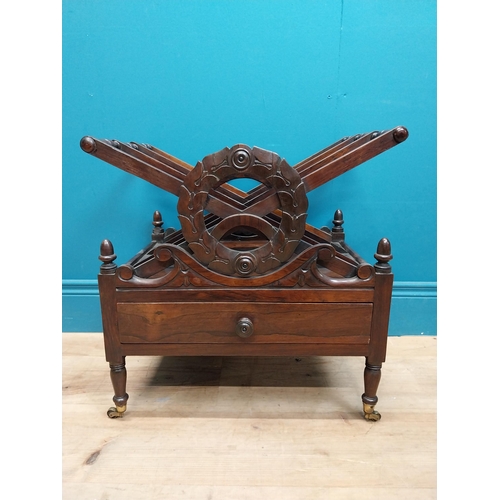 237 - William IV rosewood canterbury on brass feet decorated with scrolls and wreaths. {50 cm H x 50 cm W ... 