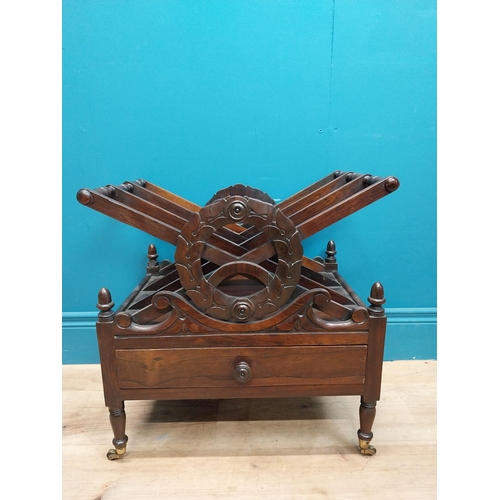 237 - William IV rosewood canterbury on brass feet decorated with scrolls and wreaths. {50 cm H x 50 cm W ... 