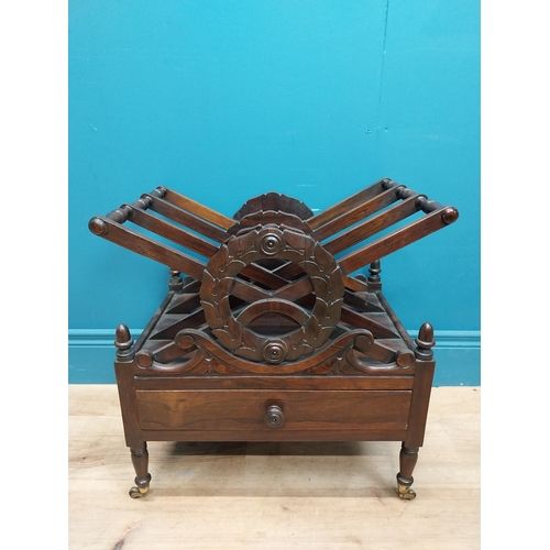 237 - William IV rosewood canterbury on brass feet decorated with scrolls and wreaths. {50 cm H x 50 cm W ... 