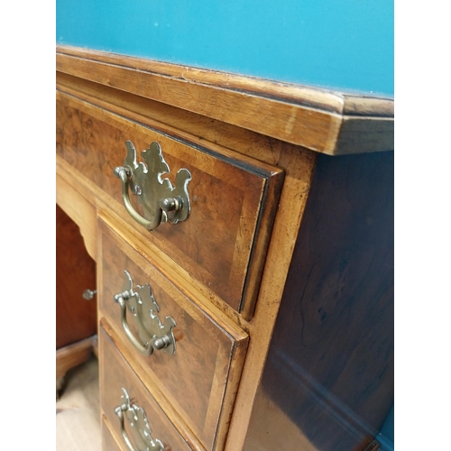 241 - Burr walnut lowboy in the Georgian style with single long drawer in frieze and eight short drawers w... 