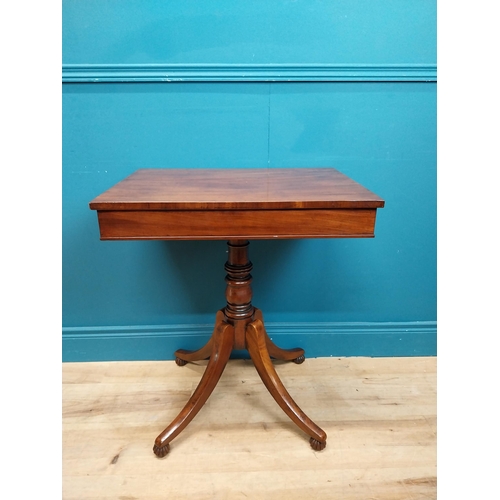 247 - 19th C. mahogany occasional table  on turned column with four outswept feet. {74 cm H x 61 cm W x 45... 