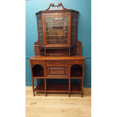 250 - Edwardian mahogany and satinwood inlaid chiffonier with single glazed door above long drawer and pan... 