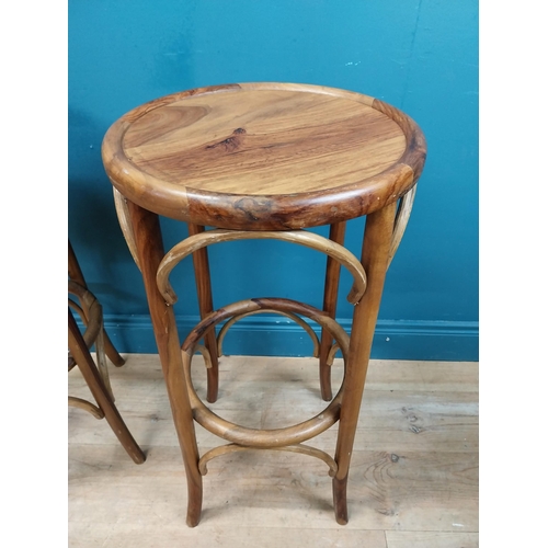 251 - Pair of good quality bentwood stools. {80 cm H x 41 cm Dia}.