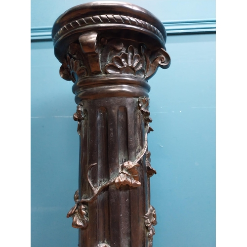 256 - Decorative resin jardiniere stand with reeded column. {86 cm H x 24 cm Dia.}.