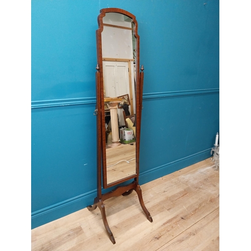 257 - Edwardian mahogany dressing mirror. {161 cm H x 44 cm W x 47 cm D}.