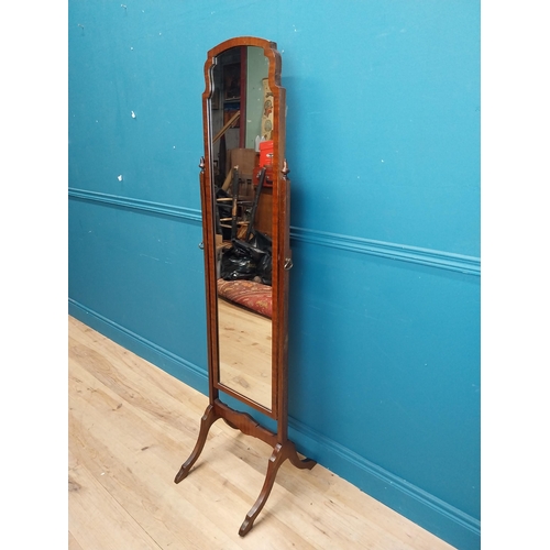 257 - Edwardian mahogany dressing mirror. {161 cm H x 44 cm W x 47 cm D}.