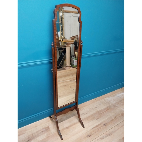 257 - Edwardian mahogany dressing mirror. {161 cm H x 44 cm W x 47 cm D}.