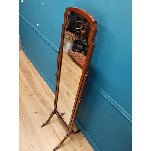 257 - Edwardian mahogany dressing mirror. {161 cm H x 44 cm W x 47 cm D}.