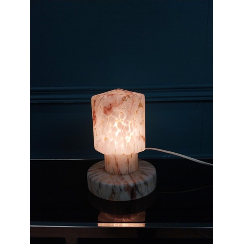 269 - Art Deco end of day glass table lamp. {20 cm H x 15 cm Dia}.