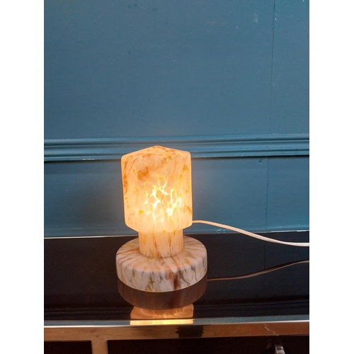 269 - Art Deco end of day glass table lamp. {20 cm H x 15 cm Dia}.