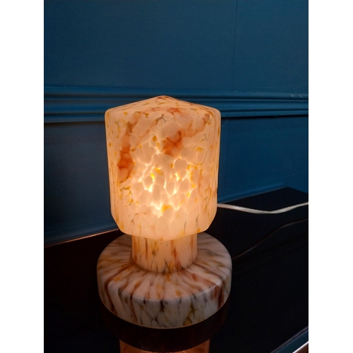 269 - Art Deco end of day glass table lamp. {20 cm H x 15 cm Dia}.