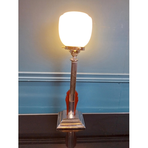 270 - Art Deco chrome and Bakelite table lamp. {48 cm H x 14 cm W x 14 cm D}.