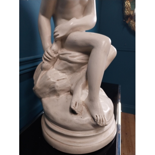 272 - Plaster statue of Girl signed Falcon T on base. {60 cm H x 30 cm Dia}.