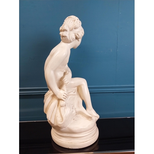 272 - Plaster statue of Girl signed Falcon T on base. {60 cm H x 30 cm Dia}.