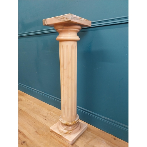 276 - Good quality marble pedestal with reeded column. {101 cm H x 28 cm W x 28 cm D}