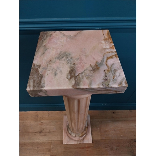 276 - Good quality marble pedestal with reeded column. {101 cm H x 28 cm W x 28 cm D}