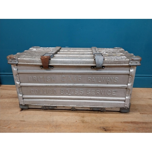 282 - 1950's aluminium British Railways Collico travel trunk. {46 cm H x 86 cm W x 45 cm D}.