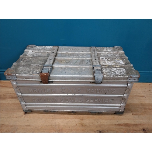 282 - 1950's aluminium British Railways Collico travel trunk. {46 cm H x 86 cm W x 45 cm D}.