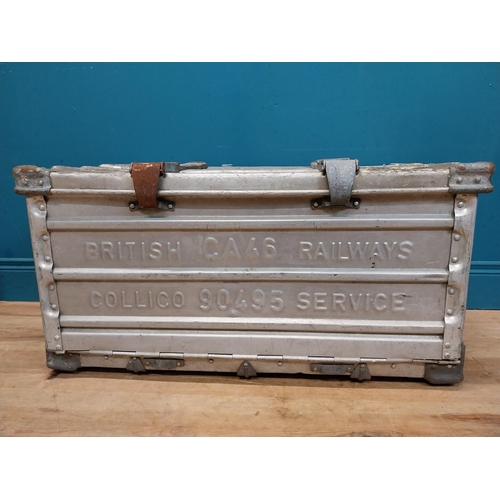 282 - 1950's aluminium British Railways Collico travel trunk. {46 cm H x 86 cm W x 45 cm D}.