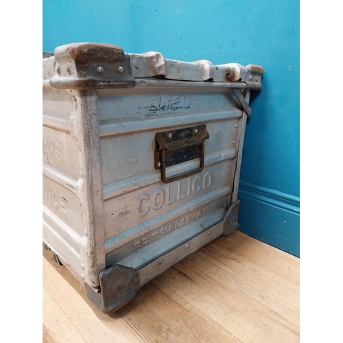 282 - 1950's aluminium British Railways Collico travel trunk. {46 cm H x 86 cm W x 45 cm D}.