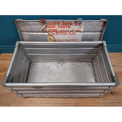 282 - 1950's aluminium British Railways Collico travel trunk. {46 cm H x 86 cm W x 45 cm D}.