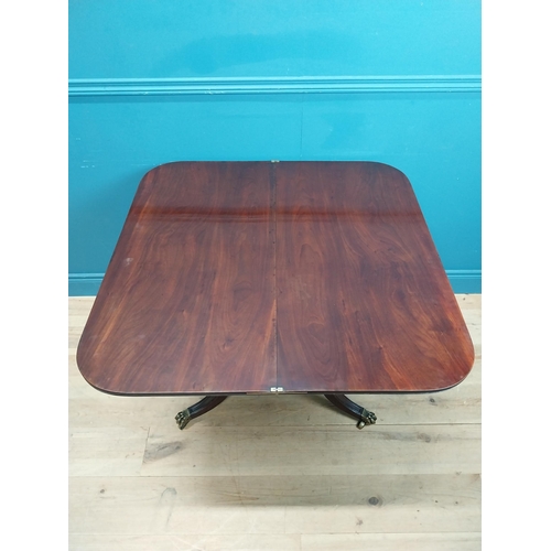 287 - Regency mahogany TOL tea table on four turned columns with outswept feet. {76 cm H x 92 cm W x 46 cm... 