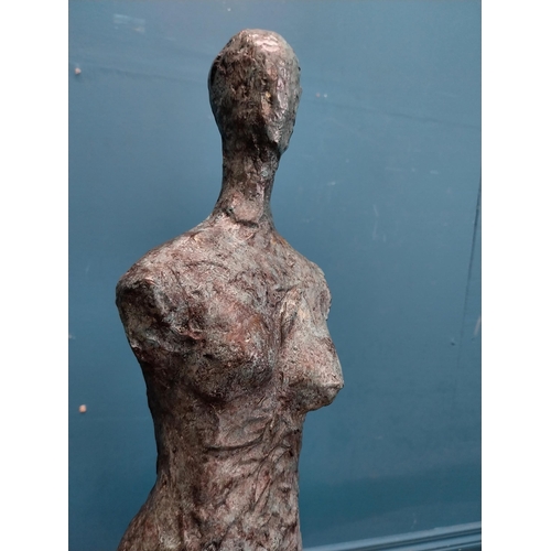 290 - Exceptional quality bronze sculpture of a Lady on slate base. {166 cm H x 30 cm W x 30 cm D} includi... 