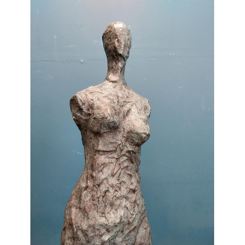 290 - Exceptional quality bronze sculpture of a Lady on slate base. {166 cm H x 30 cm W x 30 cm D} includi... 